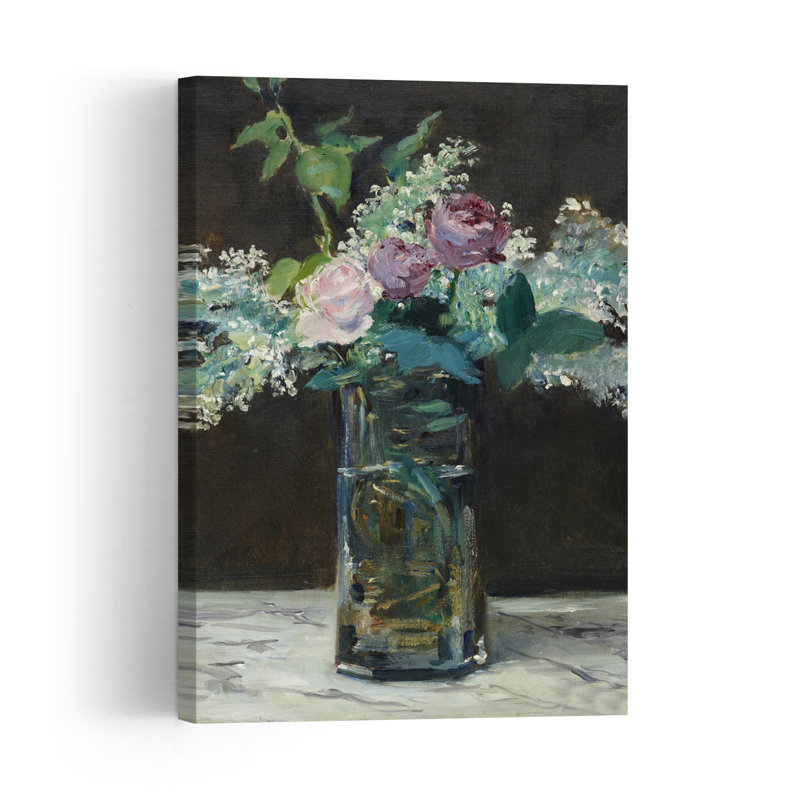 Vase Of White Lilacs And Roses, 1883 Delicate Abstract Contemporary Rose Bush Lilac Flower Wall Art Print