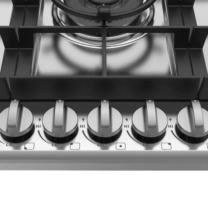 30 In. Century Collection Drop-in Gas Cooktop, 5 Burners, Cast Iron Grates, Metal Knobs In Stainless Steel