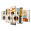 Orange Laundry Lines I - Ensemble d'art mural sur toile Laundry