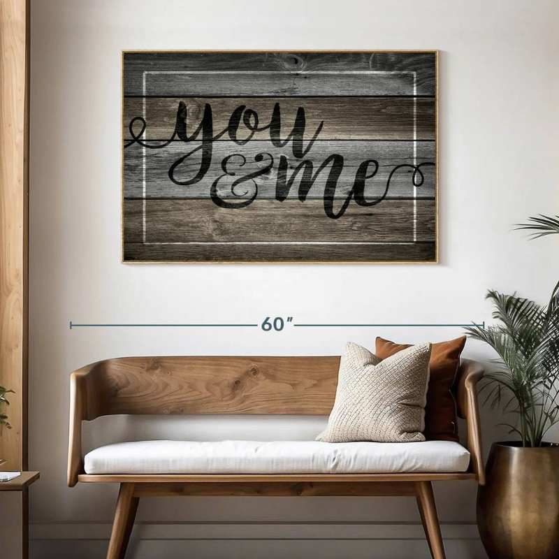 Plaque murale "You And Me", Cadre flottant en bois naturel, 46 po x 31 po