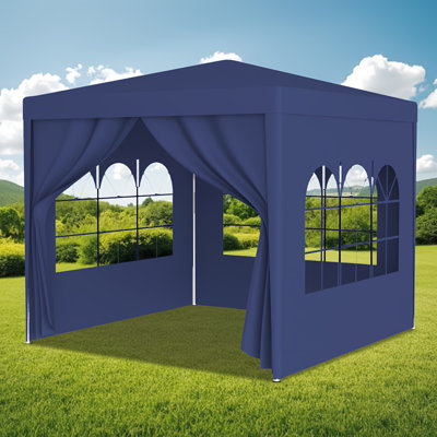 10'x10' Blue Heavy Duty Party Tent Gazebo – 100 Sq Ft Outdoor Wedding Canopy With 4 Removable Walls (3 Transparent Windows + Zipper Door), Water/uv Resistant Pe, Rust-resistant Frame, No-tool Assembly For Events/bbqs/camping