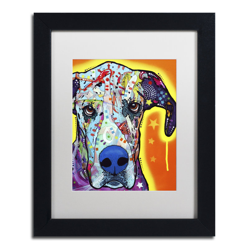 « great-danois » par dean russo, impression encadrée grpahic sur toile, H 14 po x l 11 po x P 0,5 po, Blanc mat