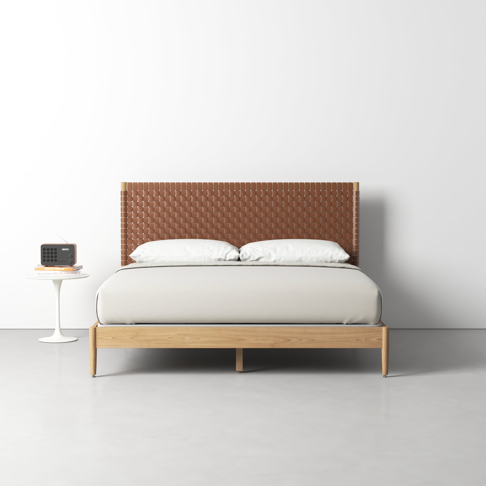 Tamita Leather Bed, King, Brown/Natural