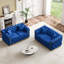 Causeuse de luxe en velours Chesterfield de 63 po avec accoudoirs dorés-859573480