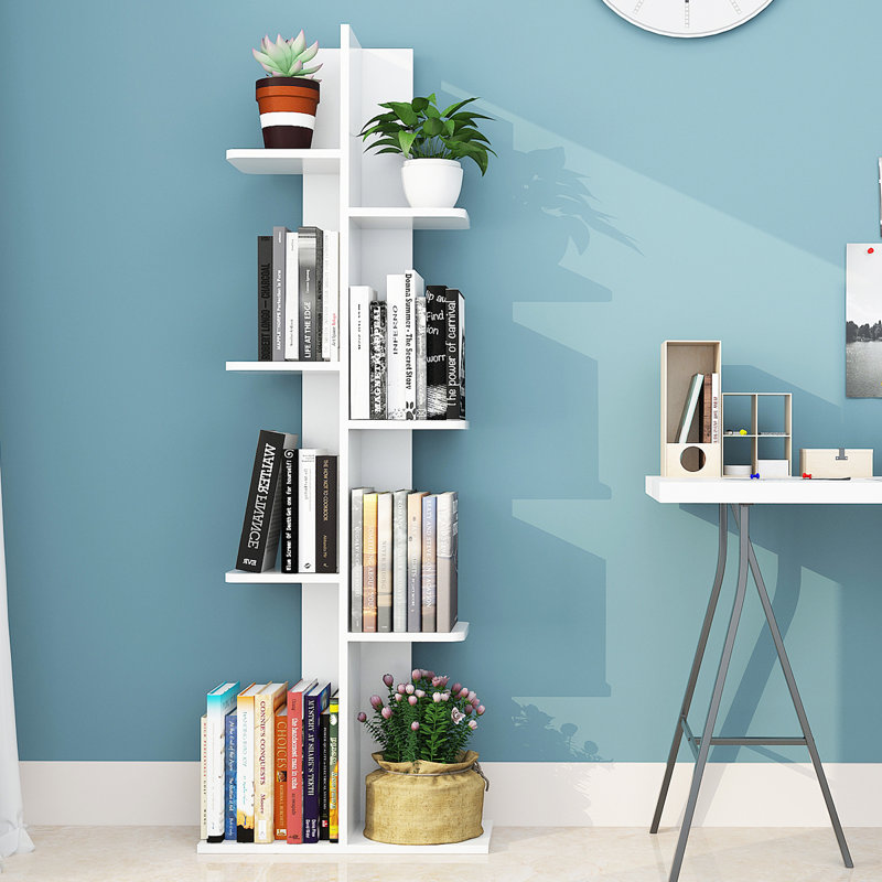 Eveah 141 cm H x 50 cm W Geometric Bookcase, White