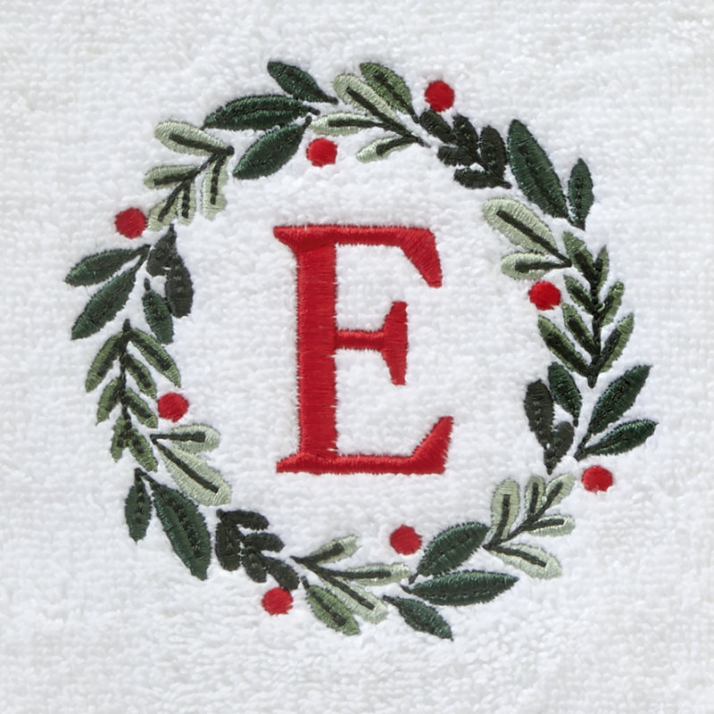 WREATH MONOGRAM E EMB HAND-WHT