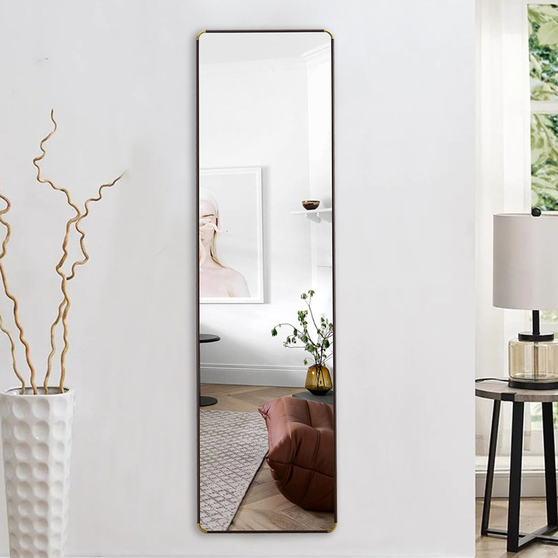 Kalianne Wood Rectangle Mirror, Walnut, 60" H x 16.5" W