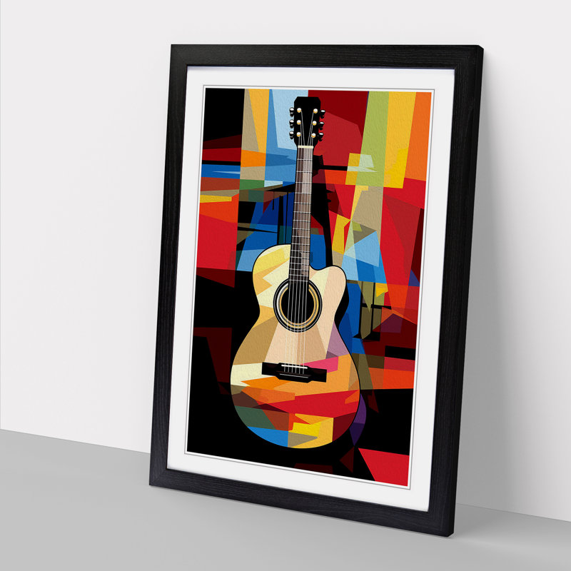 Acoustic Guitar Pop Framed Print, 34cm H x 25cm W x 2cm D, Black