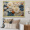 «Blue Blooms Zinnias Flowers IV», reproduction sur toile