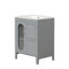 Meuble-lavabo avec lavabo, armoire de salle de bain 24 po avec deux tiroirs et porte, tablette réglable-124573647