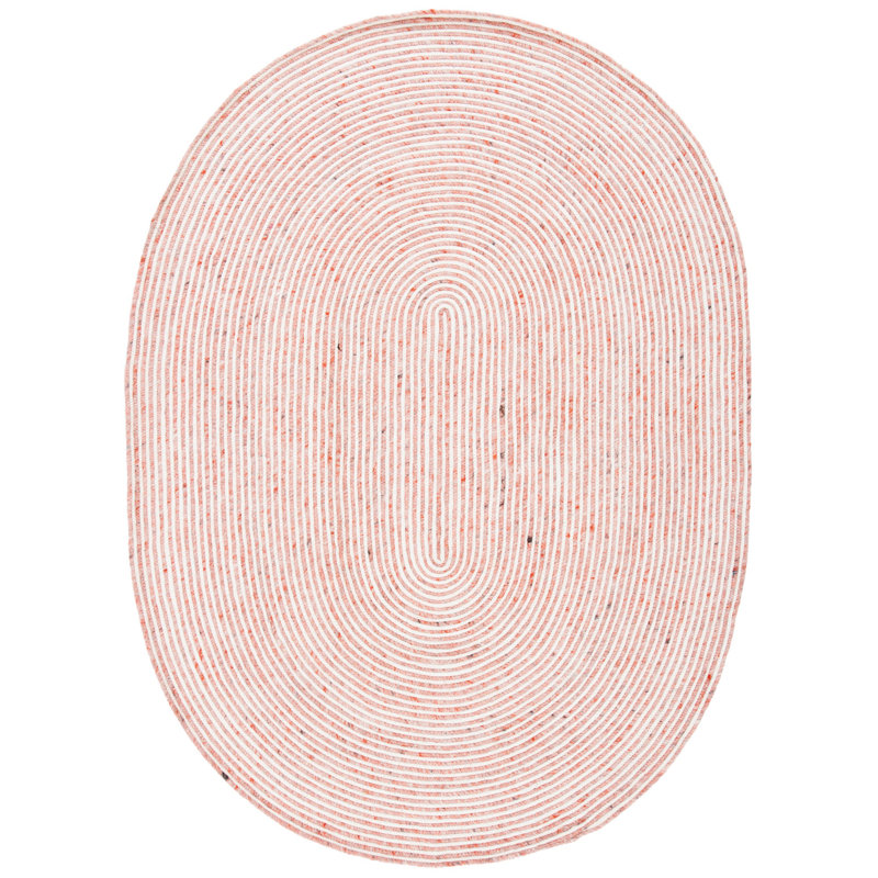 Mcbride Hand Woven Wool/Cotton Rug in Ivory/Red, Oval 6' x 9'