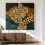 «Sleeping Leopard on Emerald Sofa Art», ensemble de 2 reproductions d'art encadrées sur toile 60 po x 30 po x 2 pièces-2032112046-2032112047