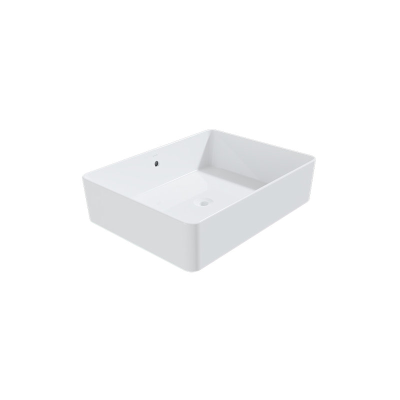 Lavabo de salle de bain rectangulaire à en argile réfractaire blanc avec trop-plein