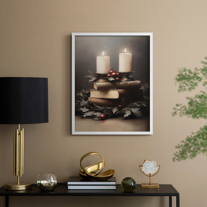 «Christmas Holiday Art», série 2-CD XXXVI, reproduction encadrée - bois massif, H 21 po x l 17 po, Blanc