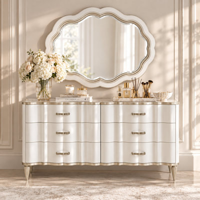 London Place Dresser with Wall Mirror - Creamy Pearl