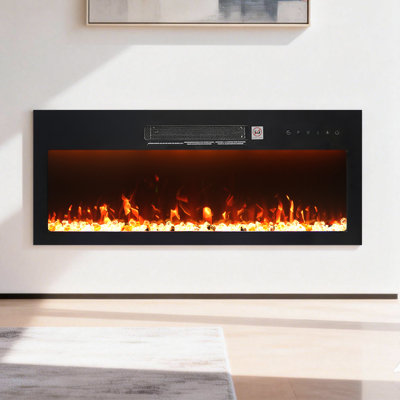 36" Recessed & Wall Mount Electric Fireplace with BTU 4777, 1500W Heater, Multi-Color LED Flame, Black