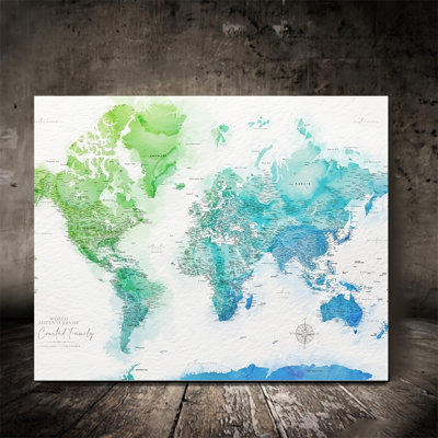 Art sur toile carte du monde sur mesure prêt à accrocher - salon confortable