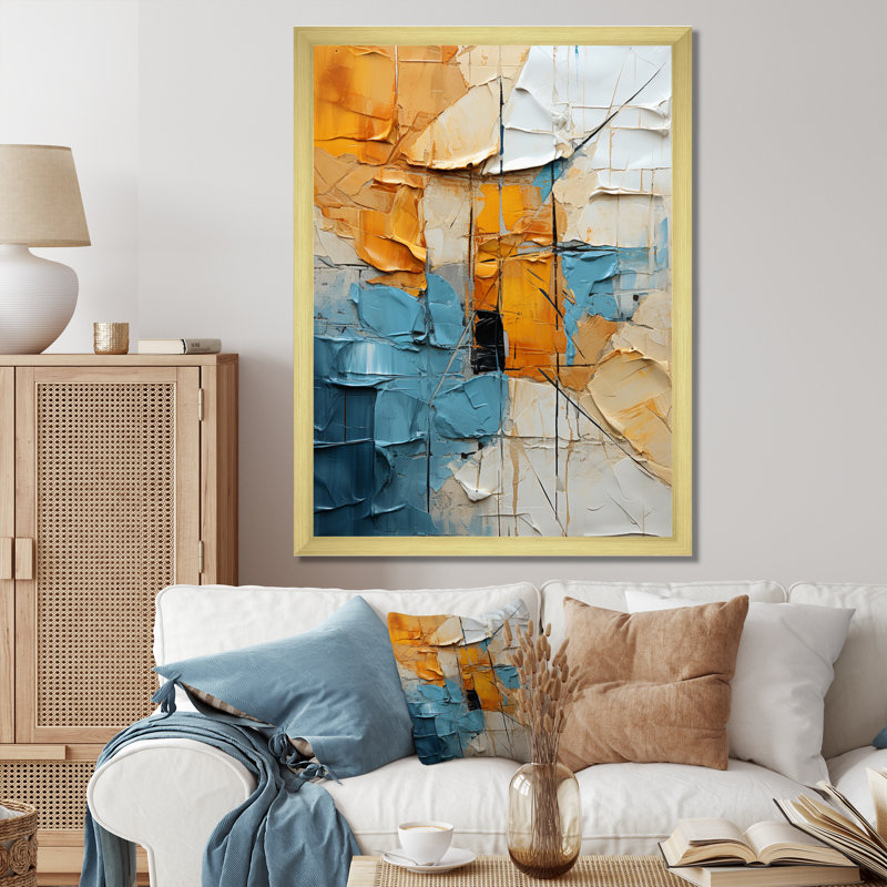 Édredon en papier I sur toile, H 44 po x l 34 po x P 1,5 po, Encadrement doré
