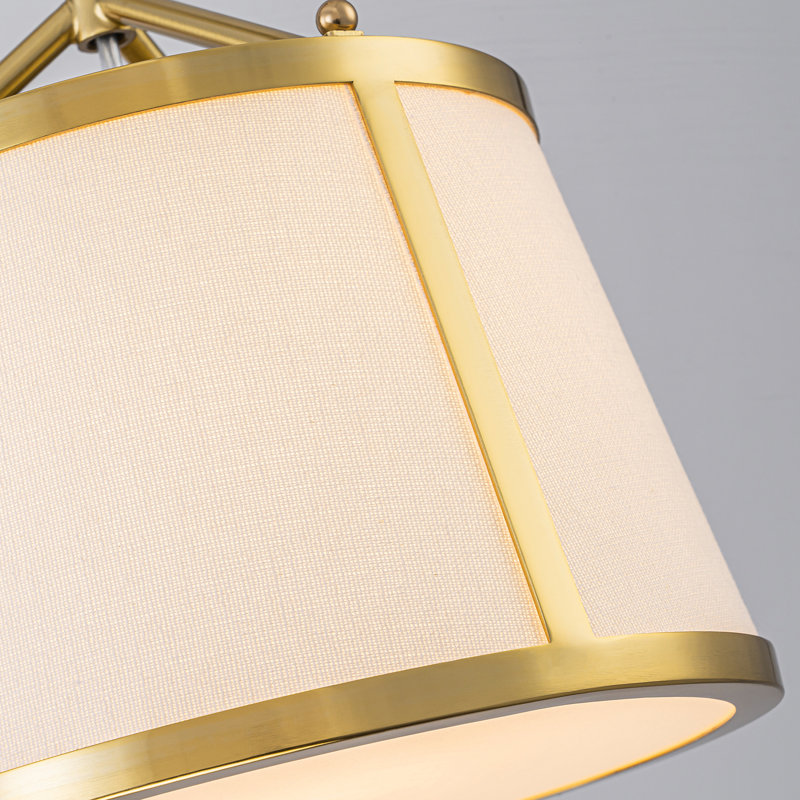 3-Light Modern Classic Fabric Linear Pendant Light, Gold
