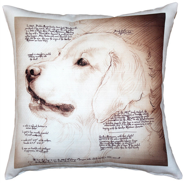  Golden Retriever Dog Indoor/Outdoor Throw Pillow Pillow Decor