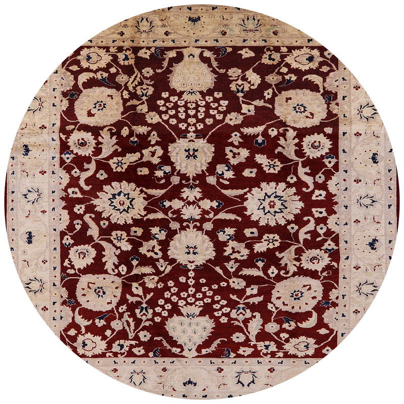 Tapis beige / rouge Swave, Rond 6 pi