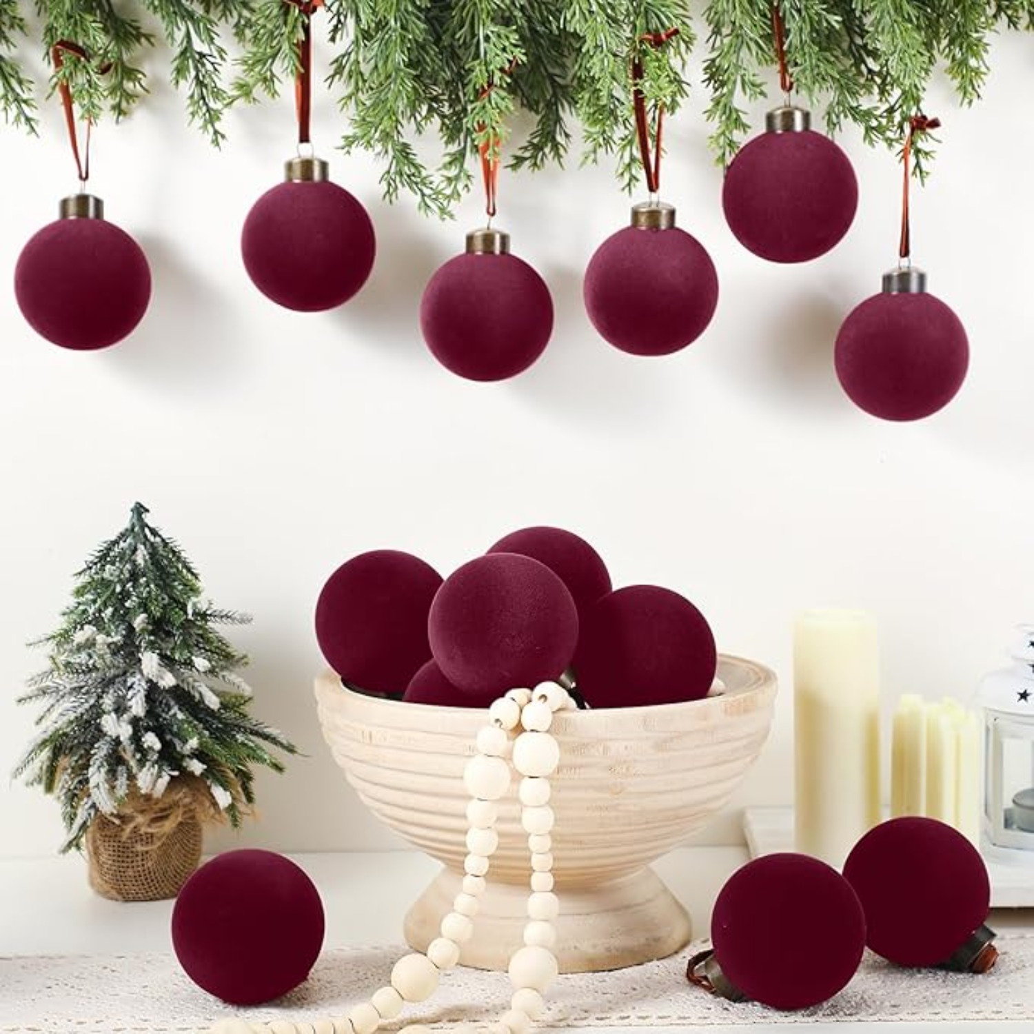 3" Velvet Bauble, Burgundy