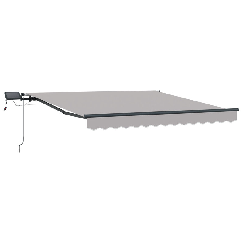 Brayden Studio Fabric Cover Retractable Patio Awning, 300 cm W x 250 cm D, Light Grey