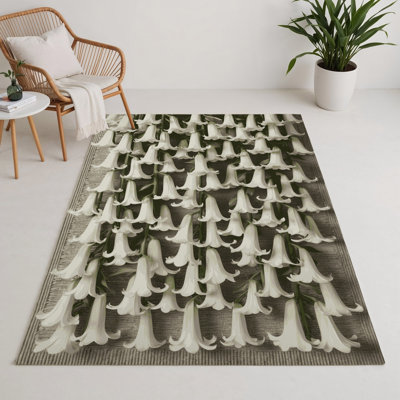 Tapis d'intérieur et d'extérieur gris Botanical