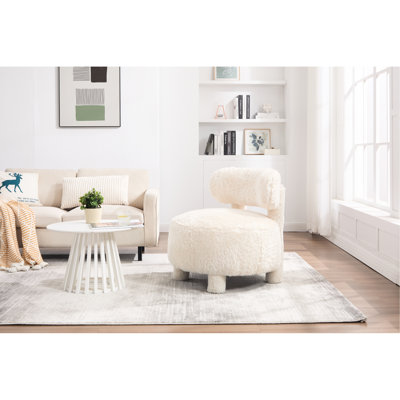 Chaise en fourrure avec structure ergonomique et solide en bois pour la chambre à coucher, la salle de lecture, P 28,82 po, l 28,82 po, H 30,45 po, 27,57 lb, capacité de 250 lb, rembourrage en mousse à dossier incurvé sans accoudoir