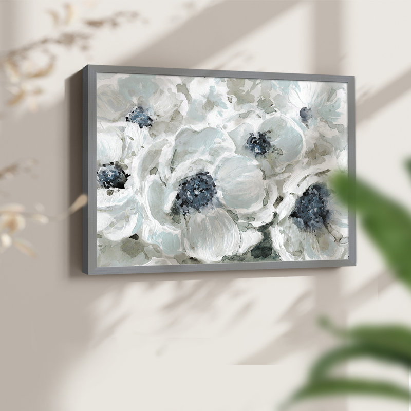 Blues en fleurs - reproduction encadrée - réversible, Gris, H 16 po x l 20 po