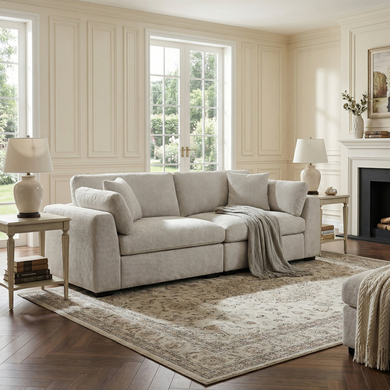 Canapé modulaire rembourré 92,12 po Cloud, Gris clair