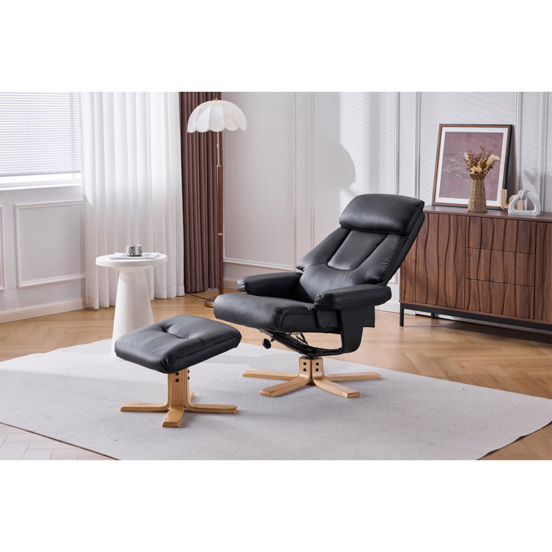 Fauteuil d'appoint pivotant à 360 ° en cuir noir