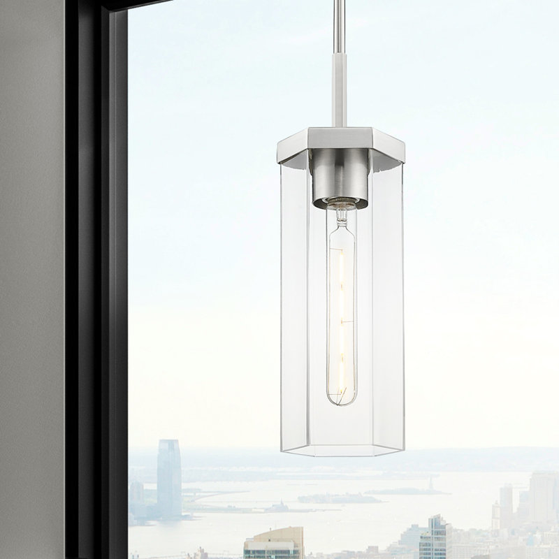 Downtown Urban - Blakeley - Luminaire suspendu 1 corde 5 po, Clair, Nickel satiné