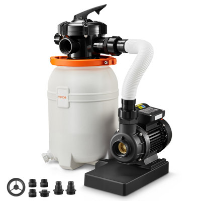 Pompe à sable 12 po pour piscine hors terre, 0,33 HP 3000 GPH, pompe à sable pour piscine avec noyau pré-assemblé et conception résistante aux fuites, valve à 6 voies, filtration à haute efficacité pour piscine