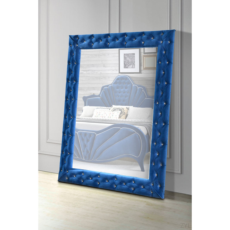 Miroir de plancher en velours bleu