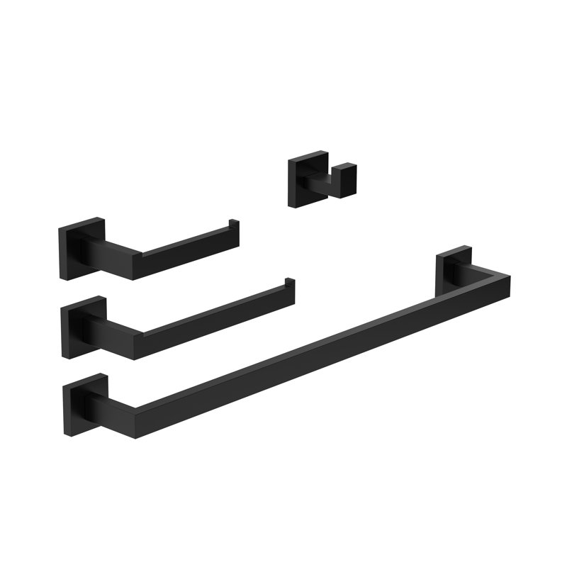 Ensemble de quincaillerie de salle de bain 4 pièces, Noir mat