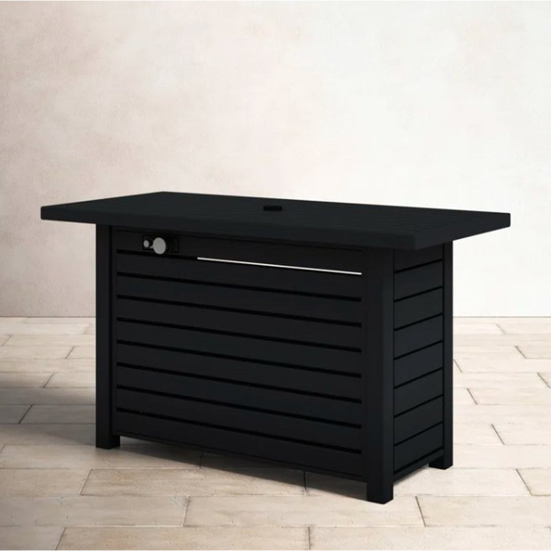 Outdoor Fire Pit Table With Lid - Steel, 8h Burn, 50000 , Propane/natural Gas, Black, Modern Garden Style Steel 8-hour Black Finish, & Use
