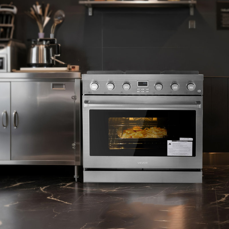 36 in Gas Range Oven 6 Sealed Burners Convection Oven in Stainless Steel