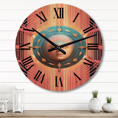 Future Minimalism Geometric Glam Portrait III - Woman Sci Fi Oversized Wood Wall Clock