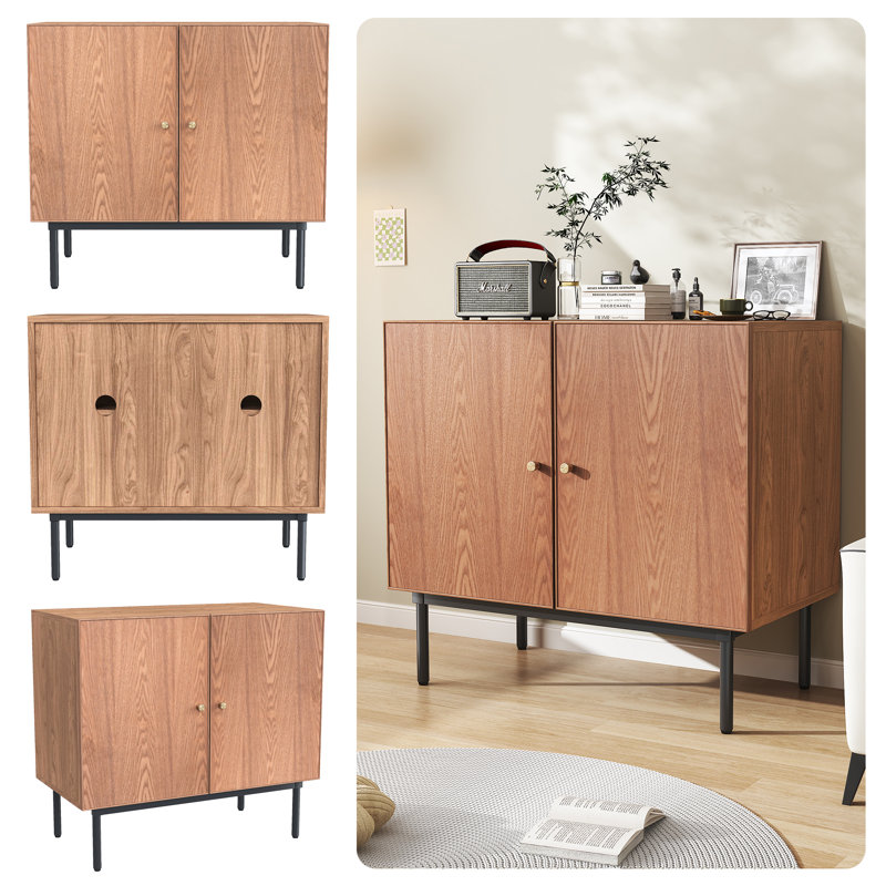 Warm Walnut 31.5" Sideboard with Adjustable Shelves