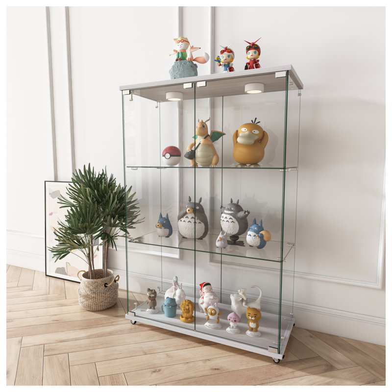 Vitrine moderne en verre avec lumières DEL - Vitrine en verre trempé pour objets de collection, livres et décor