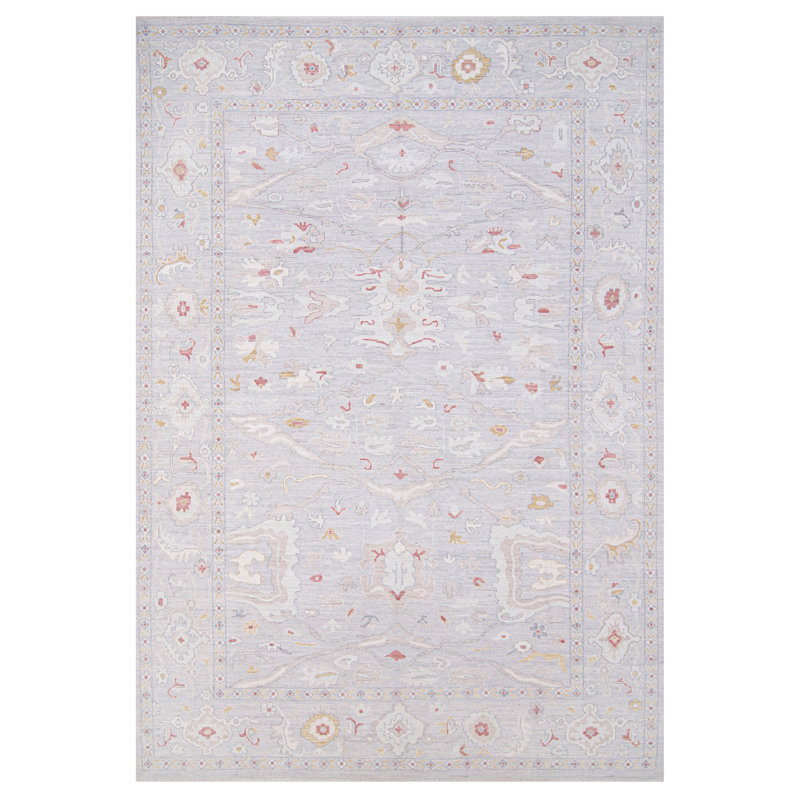 Tapis gris clair noué à la main de haute qualité