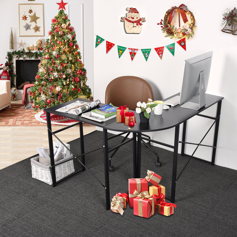 Boaz L-Shaped Writing Desk, Black/Black