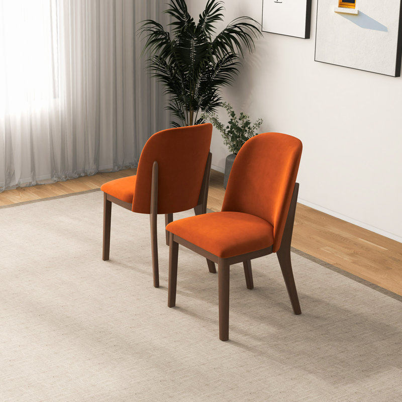 Bargman Mid-Century Modern Dining Chair, Burnt Orange Linen