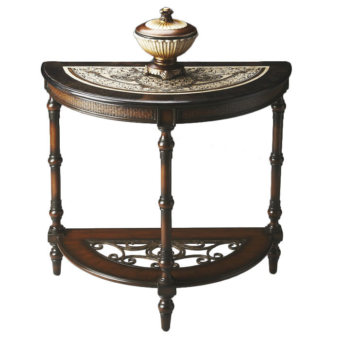 Fabiola Fossil Stone Demilune Console Table