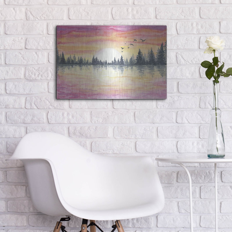 «Sunrise Tree Line» par Anika Goodhue, art mural en métal, 24 po x 16 po, H 16 po x l 24 po