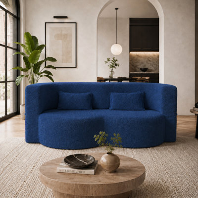 Canapé-lit courbé convertible 2-en-1 Boneless de 78,35 po de style moderne, canapé-lit de sol en mousse à mémoire de forme avec 2 coussins sans assemblage pour salon, appartement, petit espace