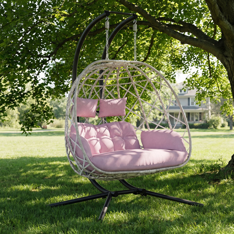Balancelle moderne pour 2 personnes avec support, capacité de 650 lb, double œuf intérieur / extérieur toutes saisons Ecolistro