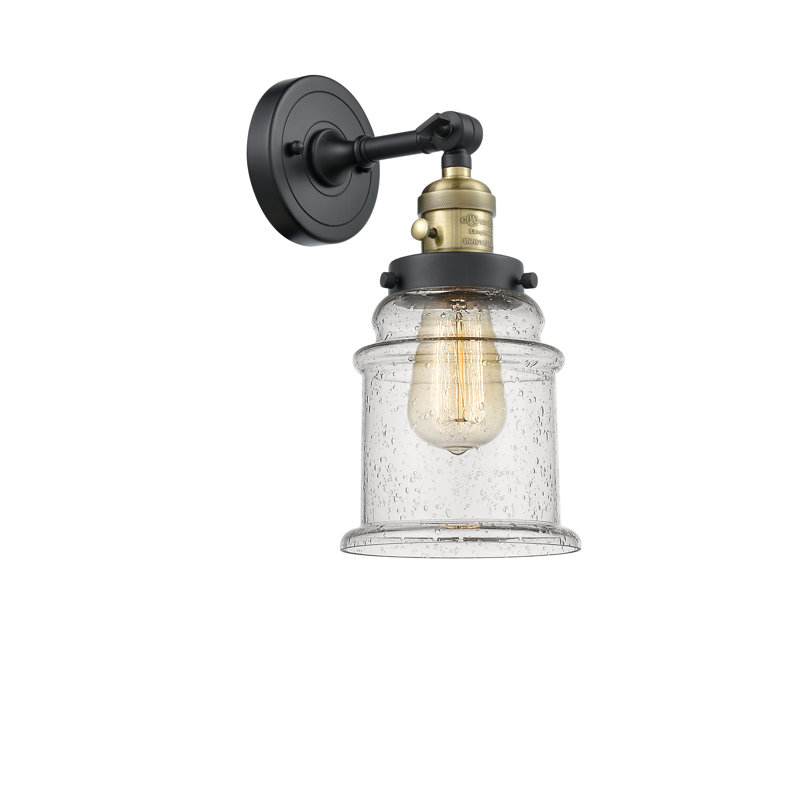 Galaviz Armed Sconce, 3.5 Watt Vintage LED Bulb, Seedy, Black Antique Brass