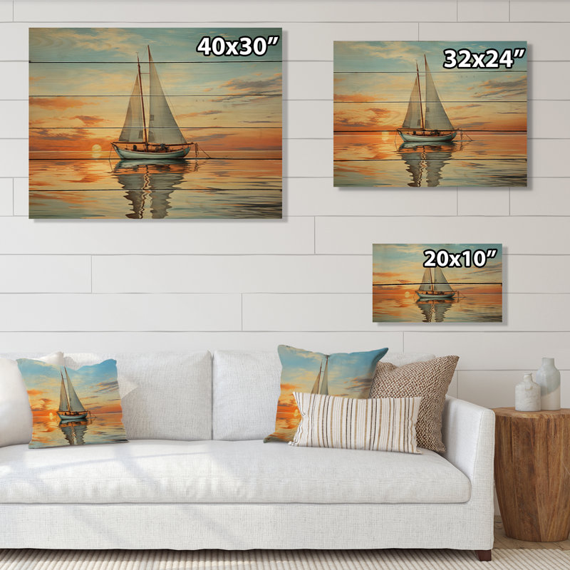 Voilier Nebeker, rythmique, réflexions I sur bois, H 10 po x l 20 po x P 0,78 po